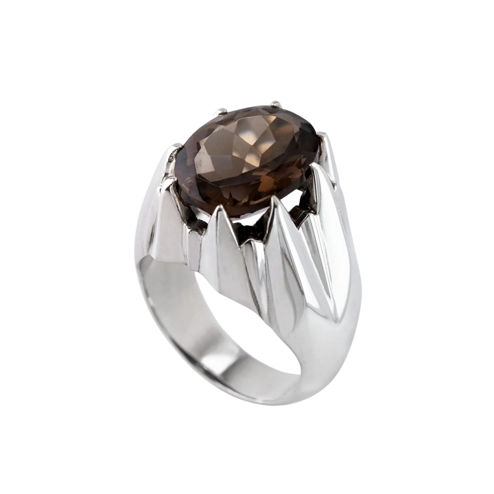 Nick Von K Sterling Silver with Smokey Quartz Large Star Claw Ring