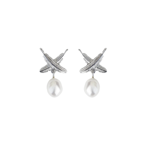 Boh Runga Feather Kisses Pearl Studs