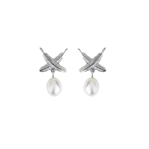 Boh Runga Feather Kisses Pearl Studs