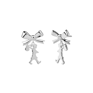 KAREN WALKER SILVER GIRL WITH THE BOW EARRINGS