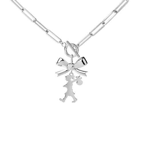 KAREN WALKER SILVER GIRL WITH THE BOW NECKLACE