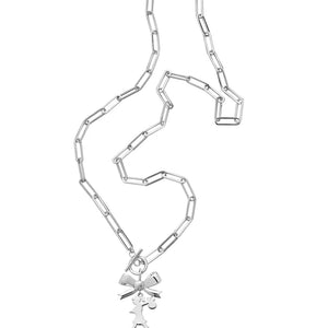 KAREN WALKER SILVER GIRL WITH THE BOW NECKLACE