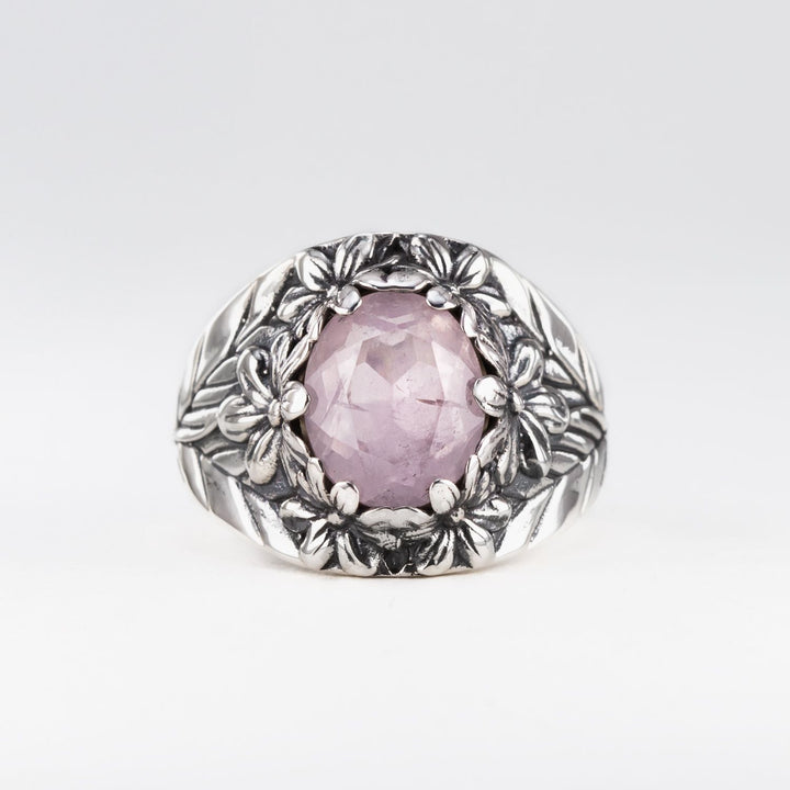 Nick Von K Sterling Silver with Rose Quartz Flower Garden Ring
