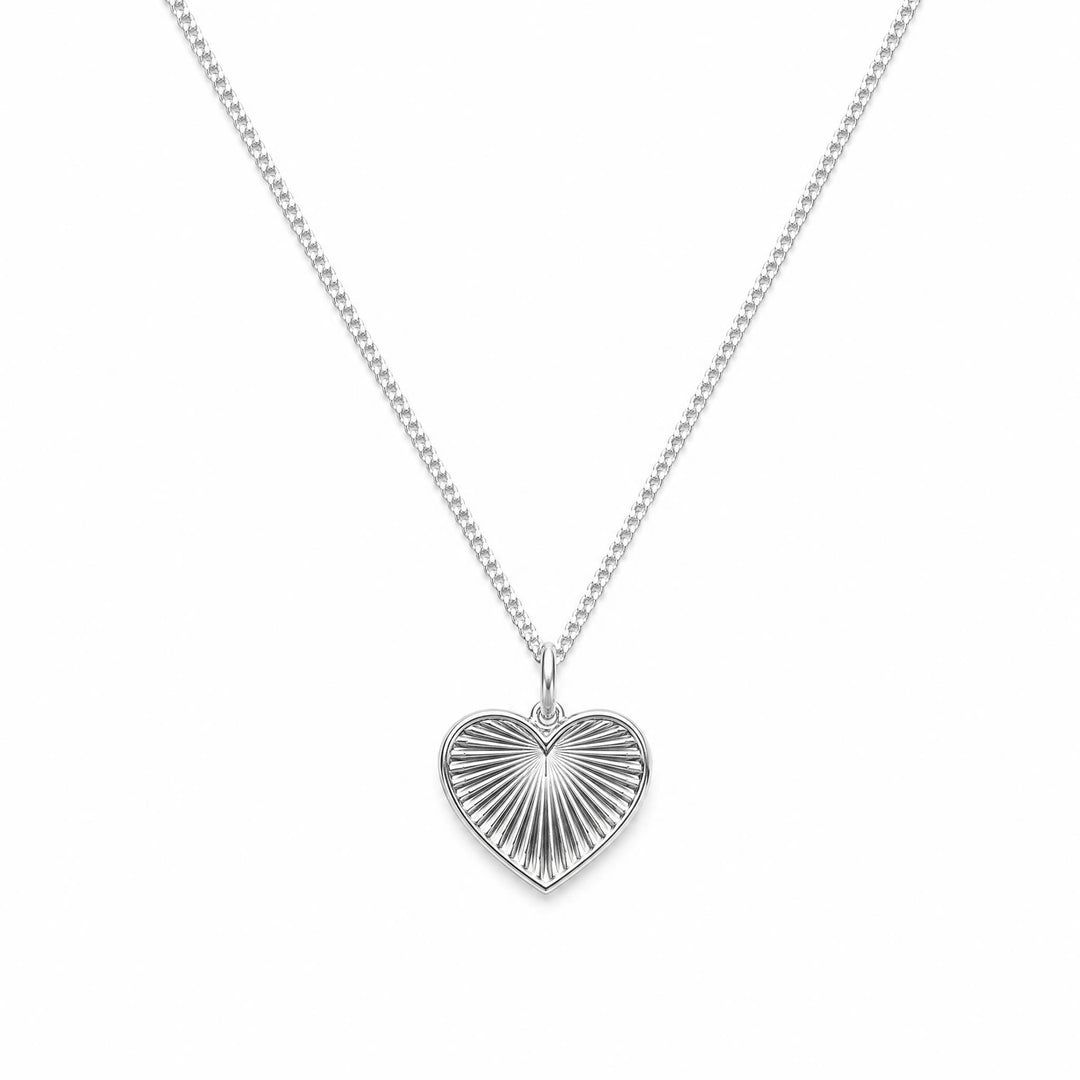 LT Sterling Silver Sunburst Heart Necklace
