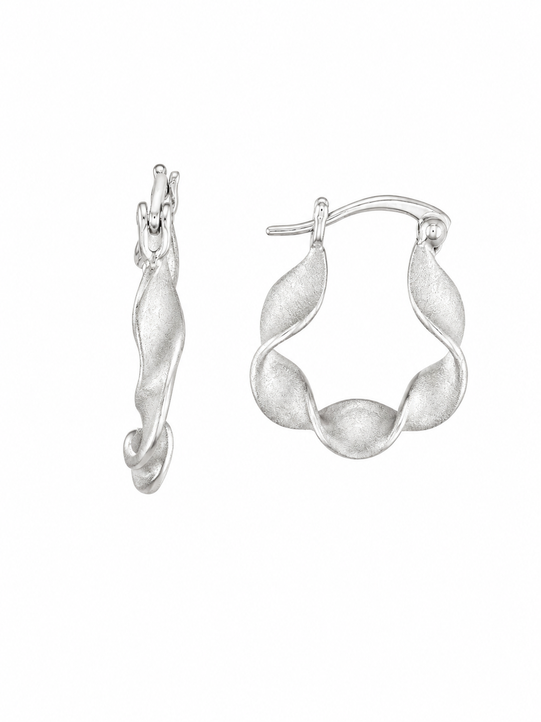 LT Sterling Silver Twisted Ribbon Hoop Earrings