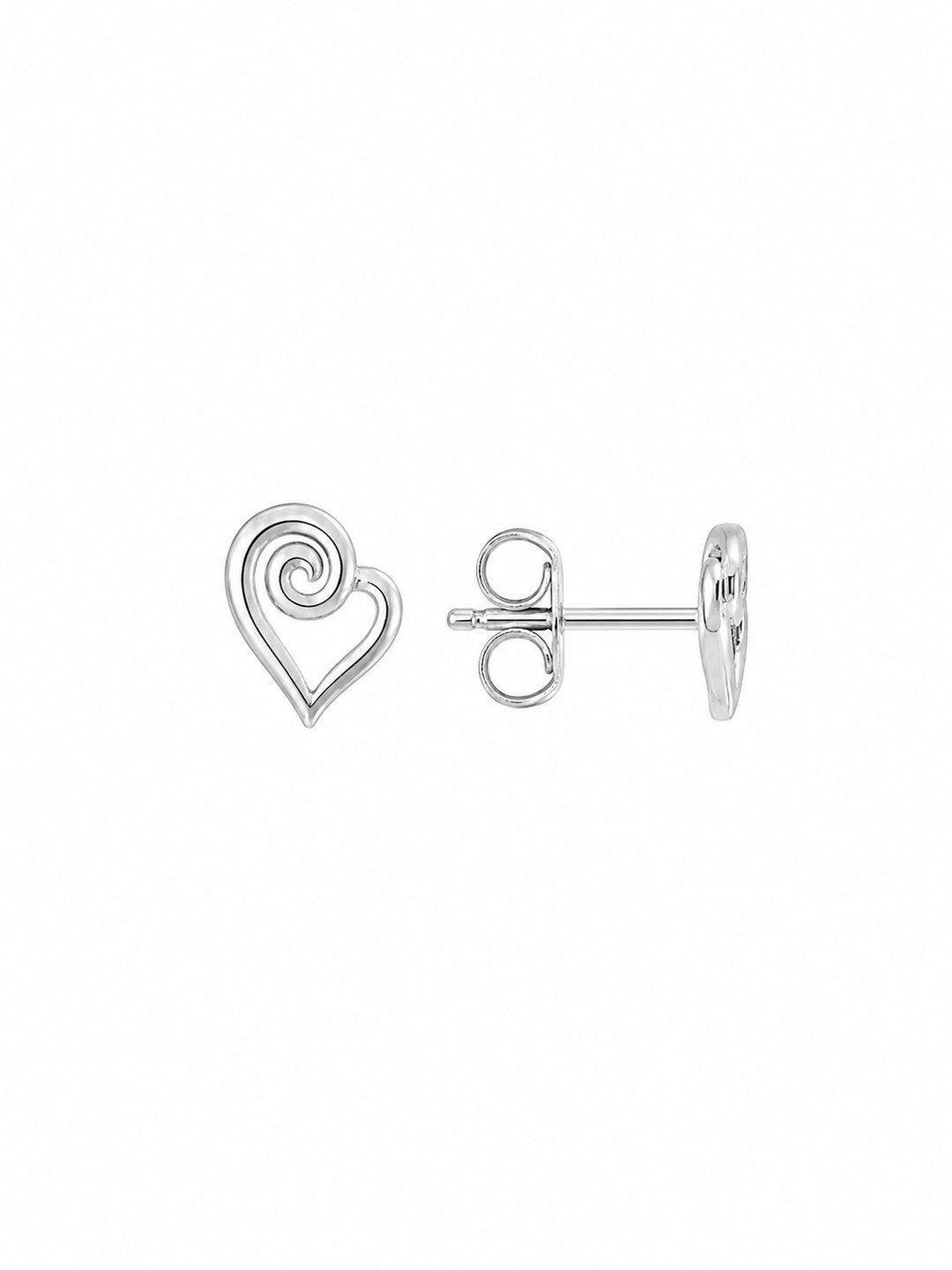 LT Sterling Silver Aroha Heart Stud Earrings