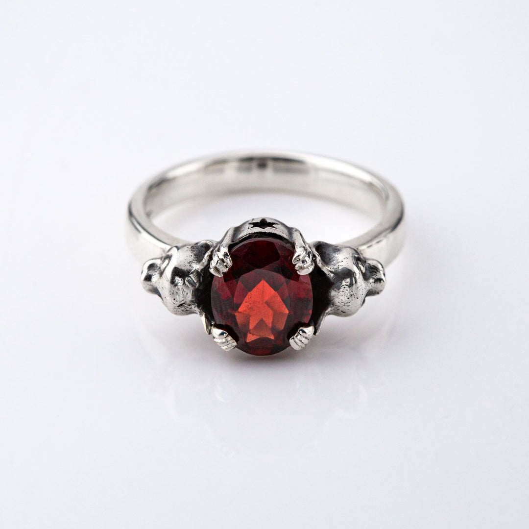 Nick Von K Sterling Silver with Garnet Salem Cat Ring