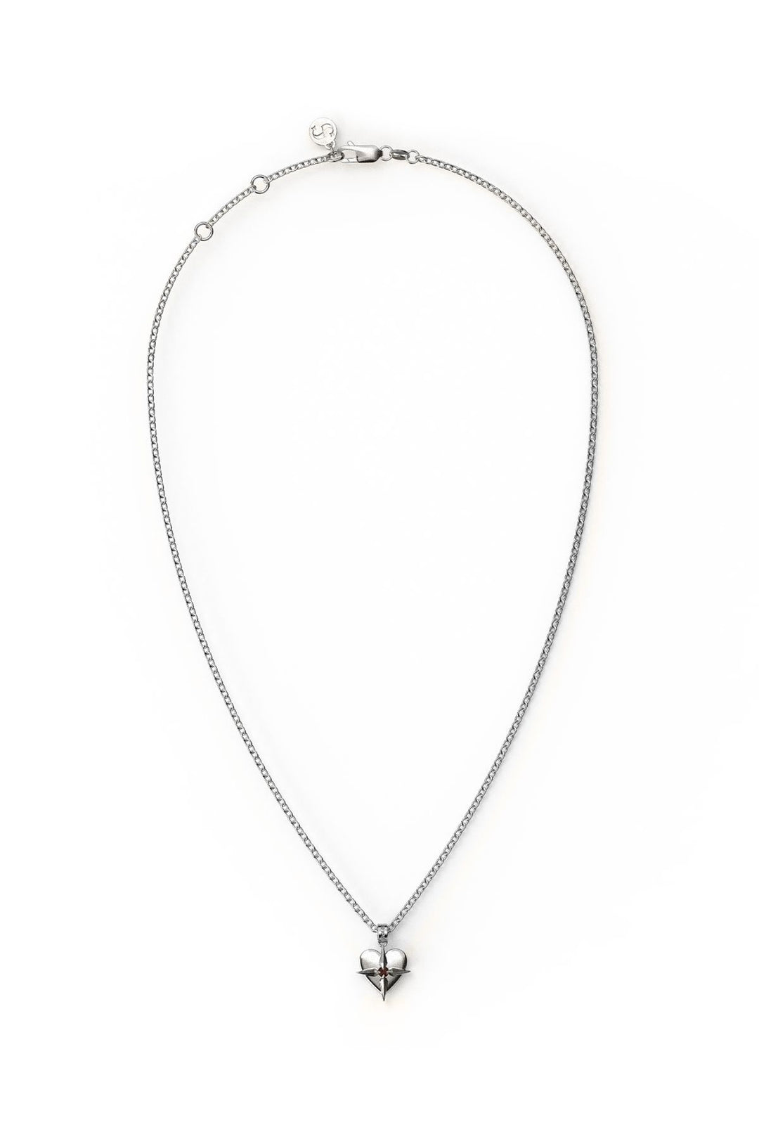 Stolen January Birthstone Heart Silver and Garnet Necklace