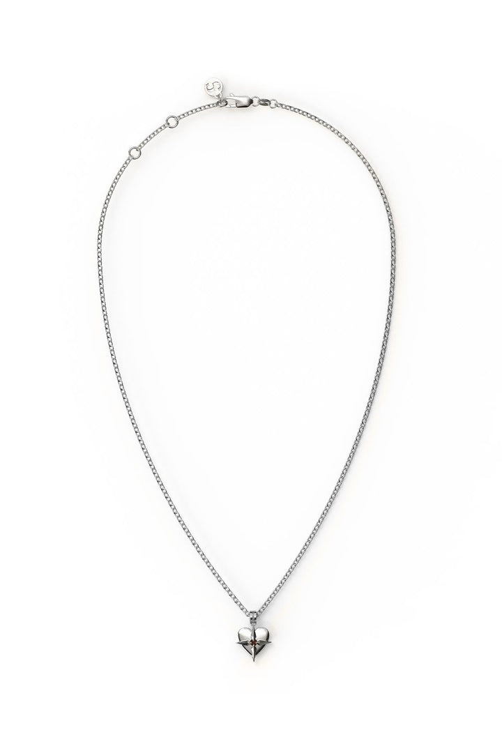 Stolen January Birthstone Heart Silver and Garnet Necklace