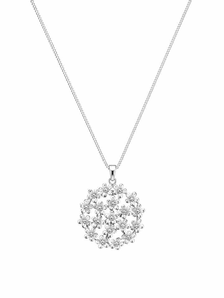 LT Sterling Silver Forget-Me-Not Medallion Necklace