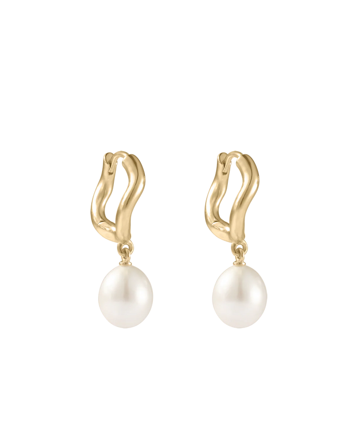 Kirstin Ash Maris Pearl Hoops 18ct Gold Plated