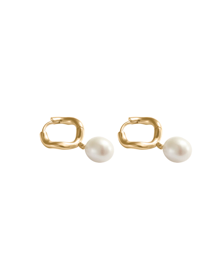 Kirstin Ash Maris Pearl Hoops 18ct Gold Plated