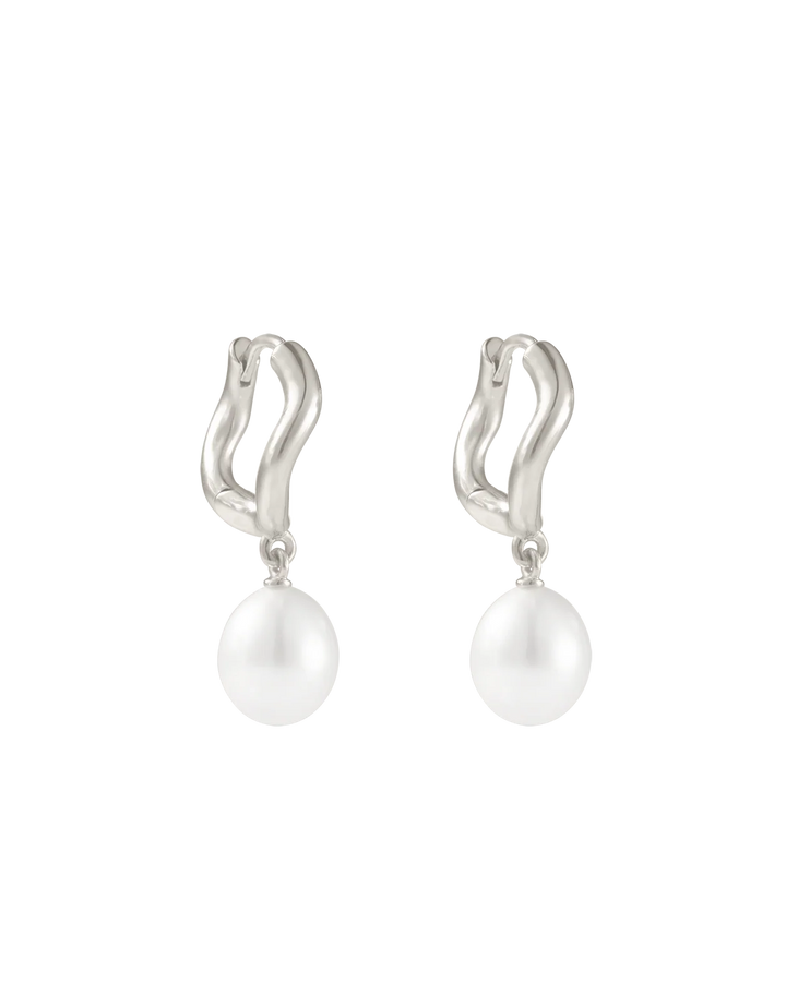 Kirstin Ash Maris Pearl Hoops Sterling Silver