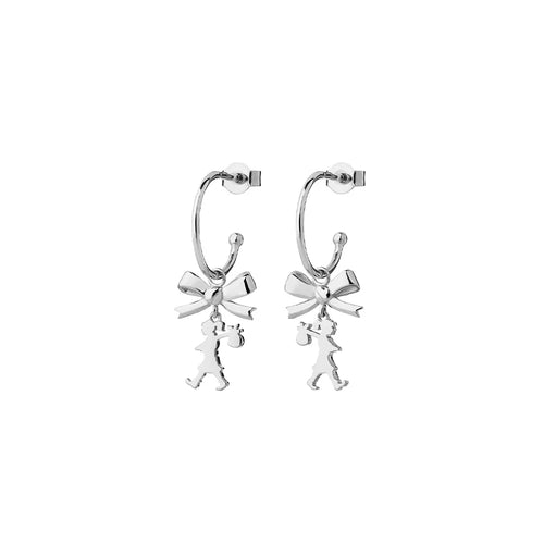 KAREN WALKER SILVER MINI GIRL WITH A BOW HOOPS