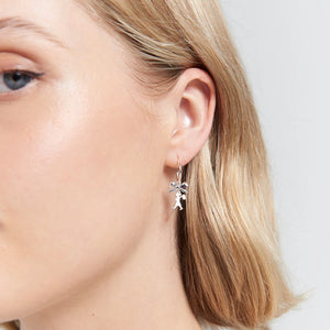 KAREN WALKER SILVER MINI GIRL WITH A BOW HOOPS