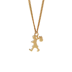 KAREN WALKER GOLD MINI RUNAWAY GIRL NECKLACE