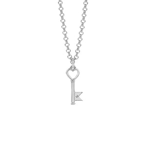 KAREN WALKER SILVER MONOGRAM KEY NECKLACE