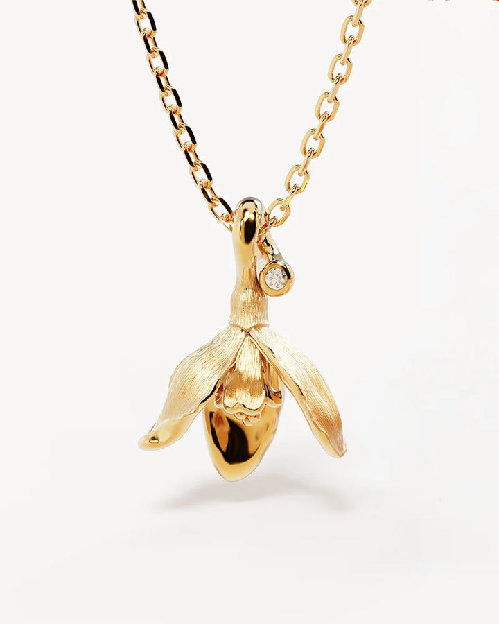 By Charlotte 18k Gold Vermeil January Birth Flower Necklace - Snowdrop