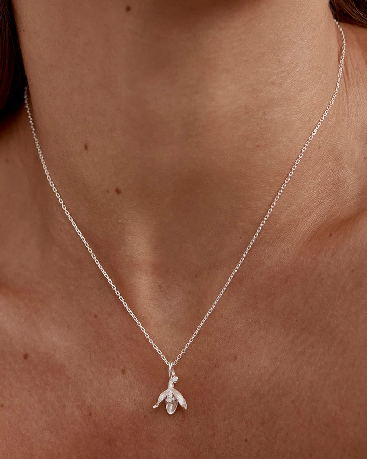 By Charlotte Sterling Silver January Birth Flower Necklace - Snowdrop