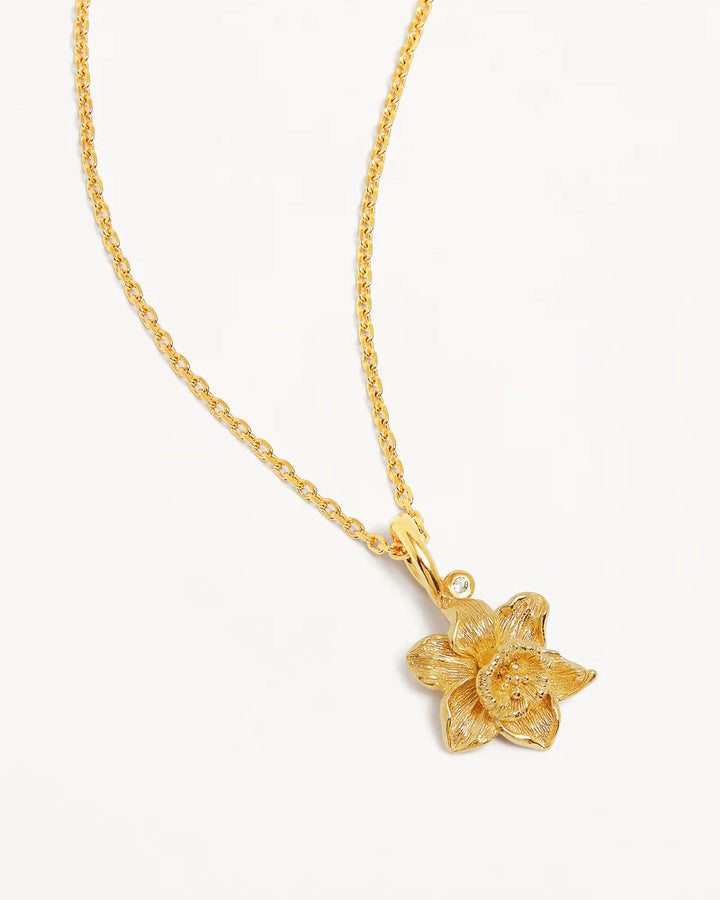 By Charlotte 18k Gold Vermeil March Birth Flower Necklace - Daffodil