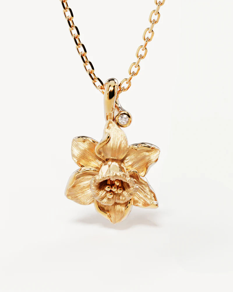 By Charlotte 18k Gold Vermeil March Birth Flower Necklace - Daffodil