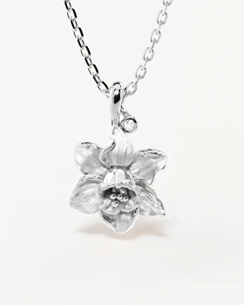 By Charlotte Sterling Silver March Birth Flower Necklace - Daffodil