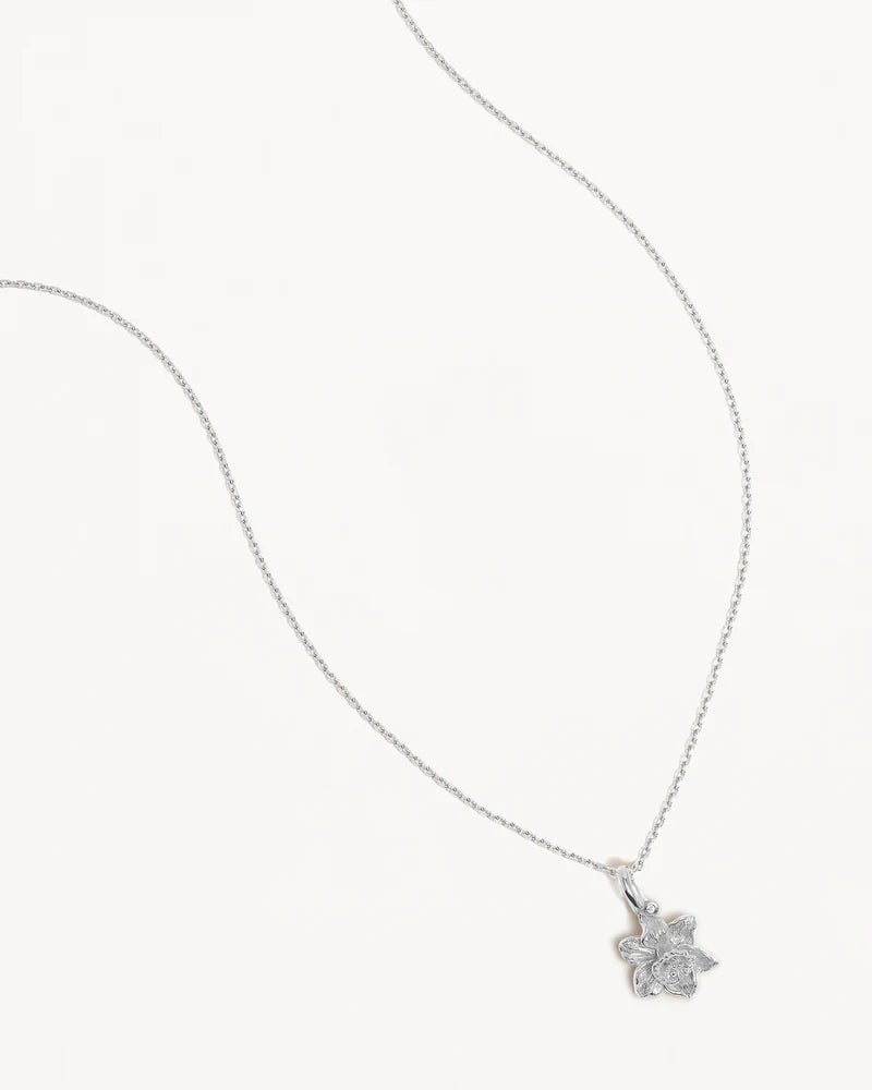 By Charlotte Sterling Silver March Birth Flower Necklace - Daffodil