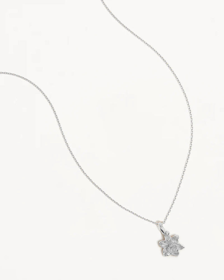 By Charlotte Sterling Silver March Birth Flower Necklace - Daffodil