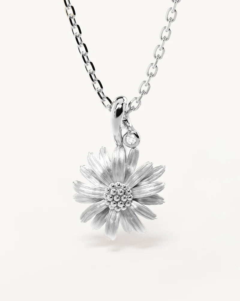 By Charlotte Sterling Silver April Birth Flower Necklace - Daisy