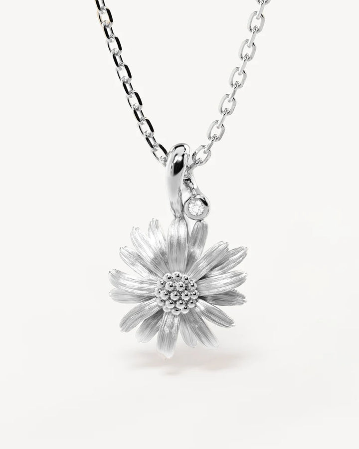 By Charlotte Sterling Silver April Birth Flower Necklace - Daisy