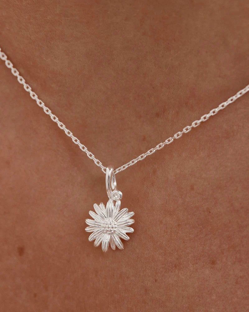 By Charlotte Sterling Silver April Birth Flower Necklace - Daisy