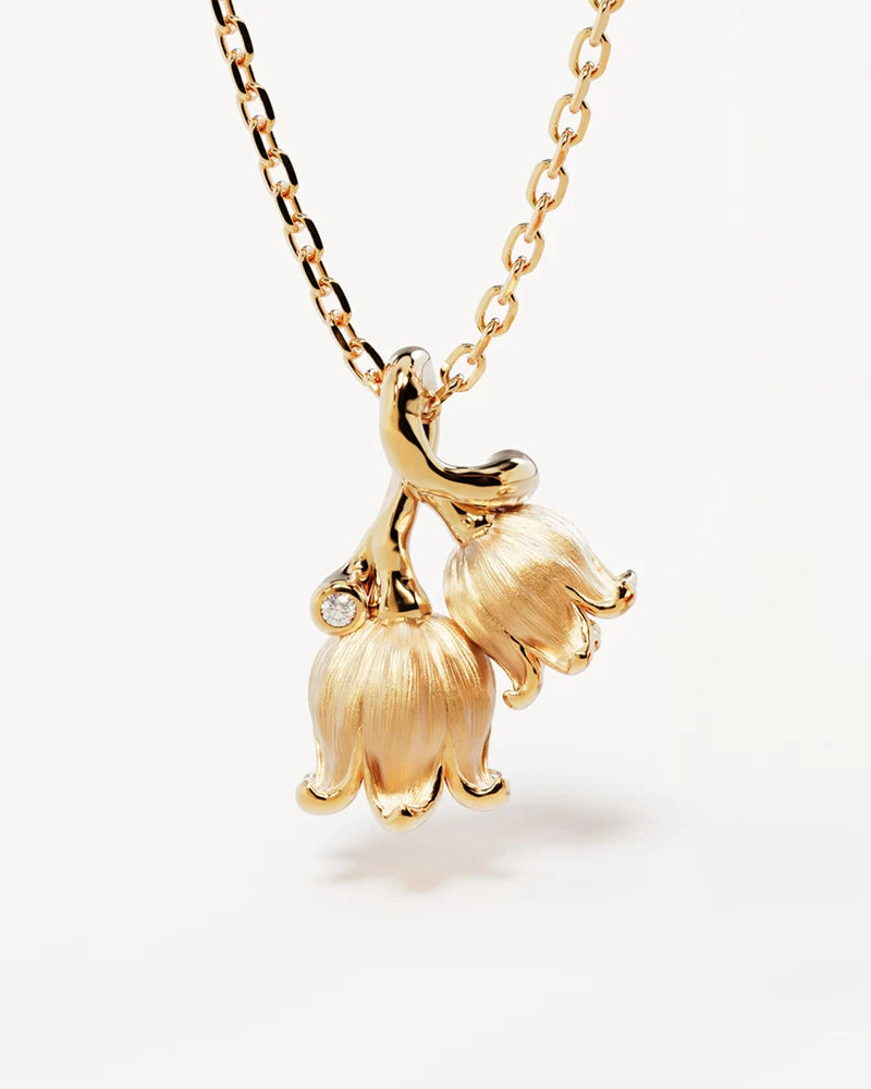 By Charlotte 18k Gold Vermeil May Birth Flower Necklace - Lily of the Valley
