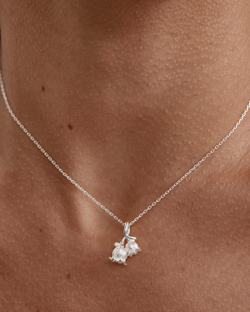 By Charlotte Sterling Silver  May Birth Flower Necklace - Lily of the Valley