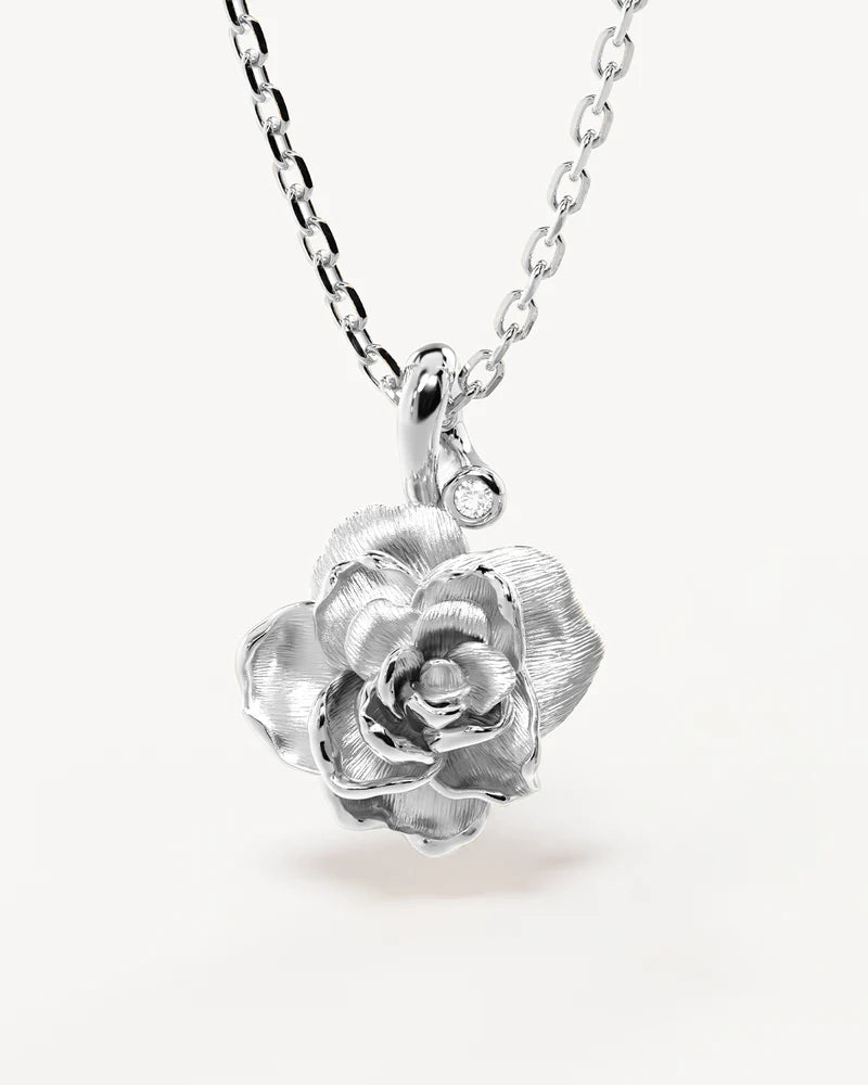 By Charlotte Sterling Silver June Birth Flower Necklace - Rose