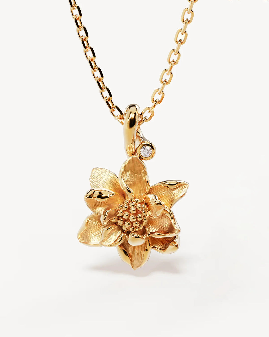 By Charlotte 18k Gold Vermeil July Birth Flower Necklace - Water Lily
