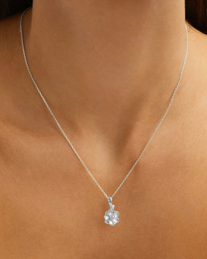 By Charlotte Sterling Silver August Birth Flower Necklace - Poppy