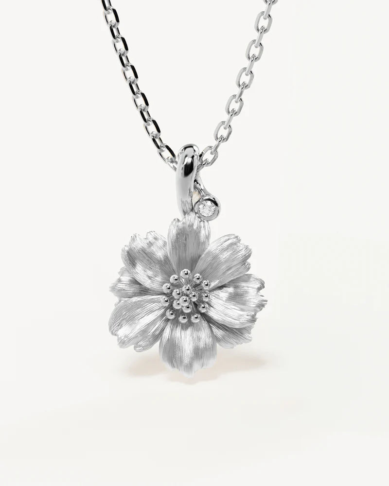 By Charlotte Sterling Silver October Birth Flower Necklace - Cosmos