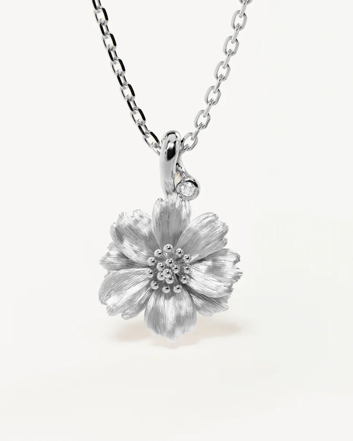 By Charlotte Sterling Silver October Birth Flower Necklace - Cosmos