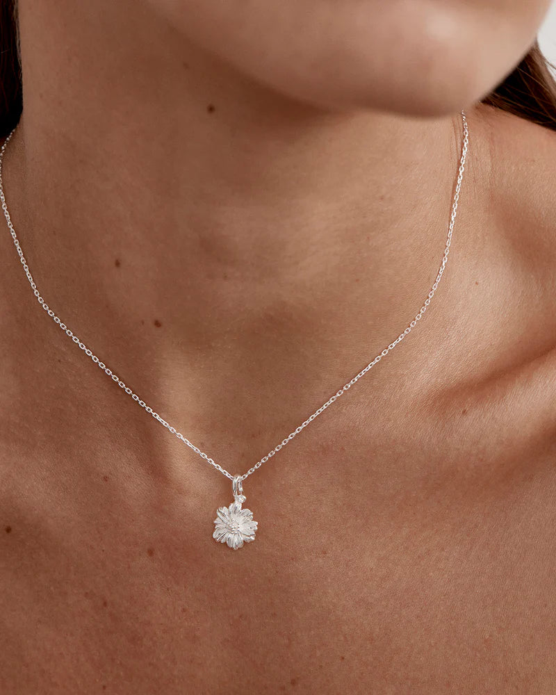 By Charlotte Sterling Silver October Birth Flower Necklace - Cosmos