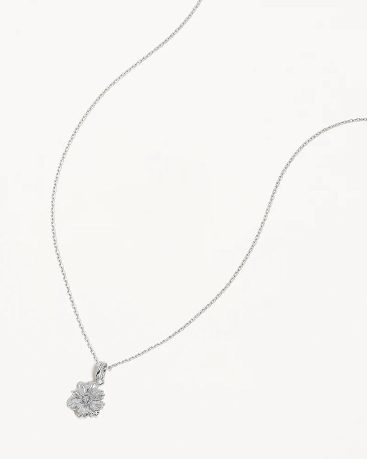 By Charlotte Sterling Silver October Birth Flower Necklace - Cosmos