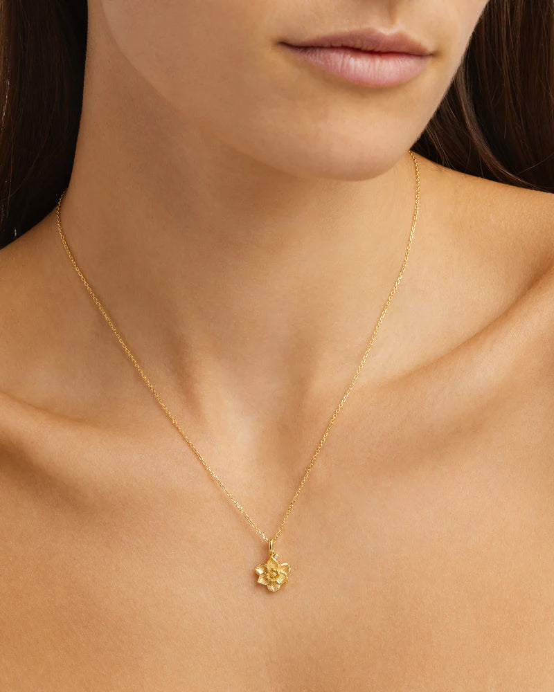 By Charlotte 18k Gold Vermeil December Birth Flower Necklace - Narcissus