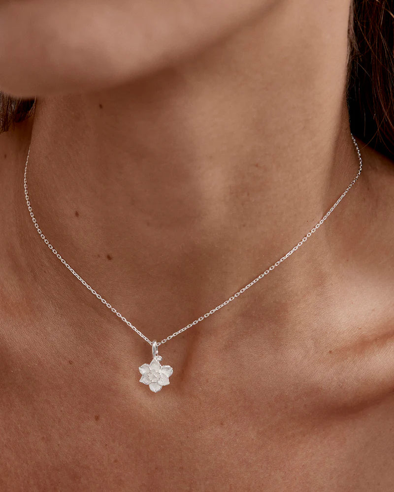By Charlotte Sterling Silver December Birth Flower Necklace - Narcissus