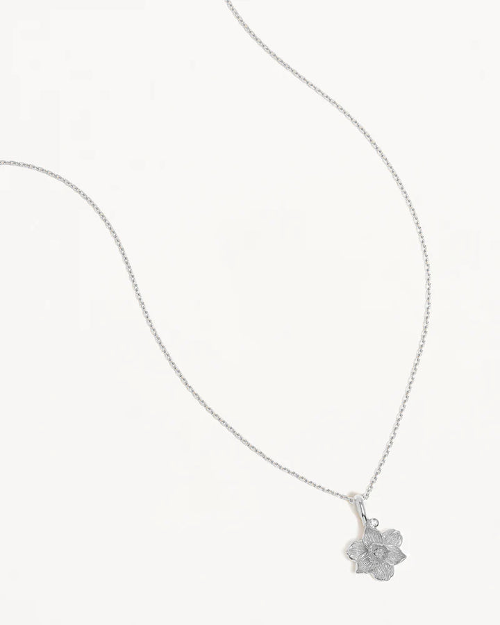 By Charlotte Sterling Silver December Birth Flower Necklace - Narcissus
