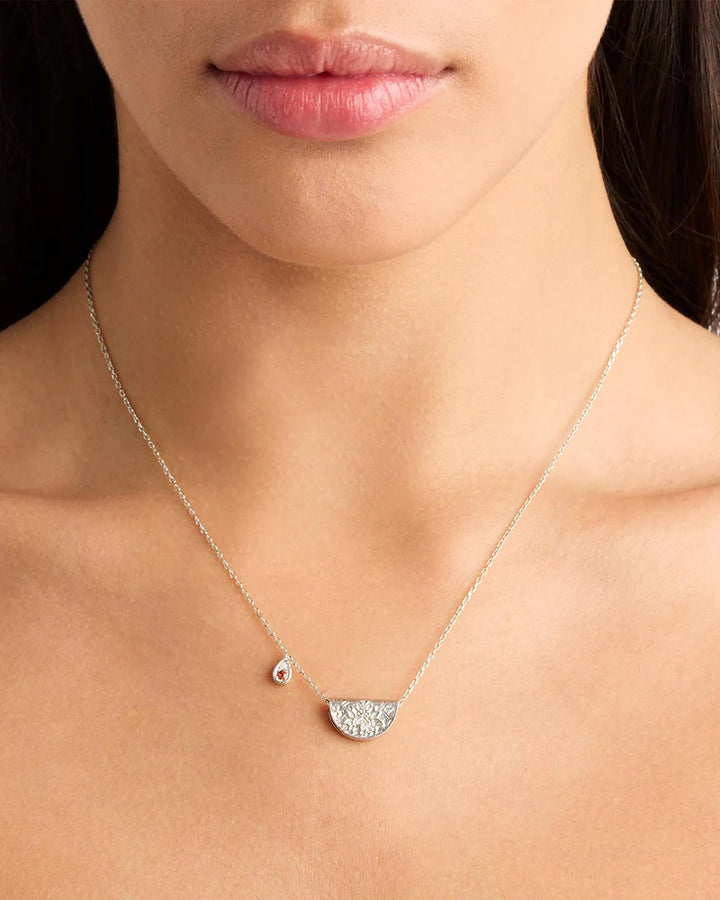 By Charlotte Sterling Silver Lotus January Birthstone Necklace - Garnet