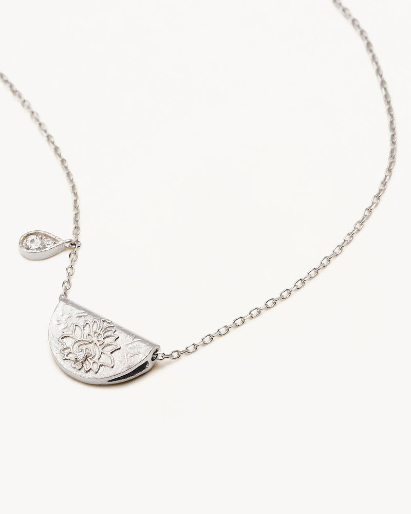 By Charlotte Silver White Topaz April Birthstone Lotus Necklace