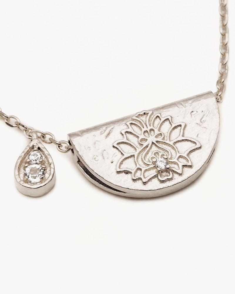 By Charlotte Silver White Topaz April Birthstone Lotus Necklace
