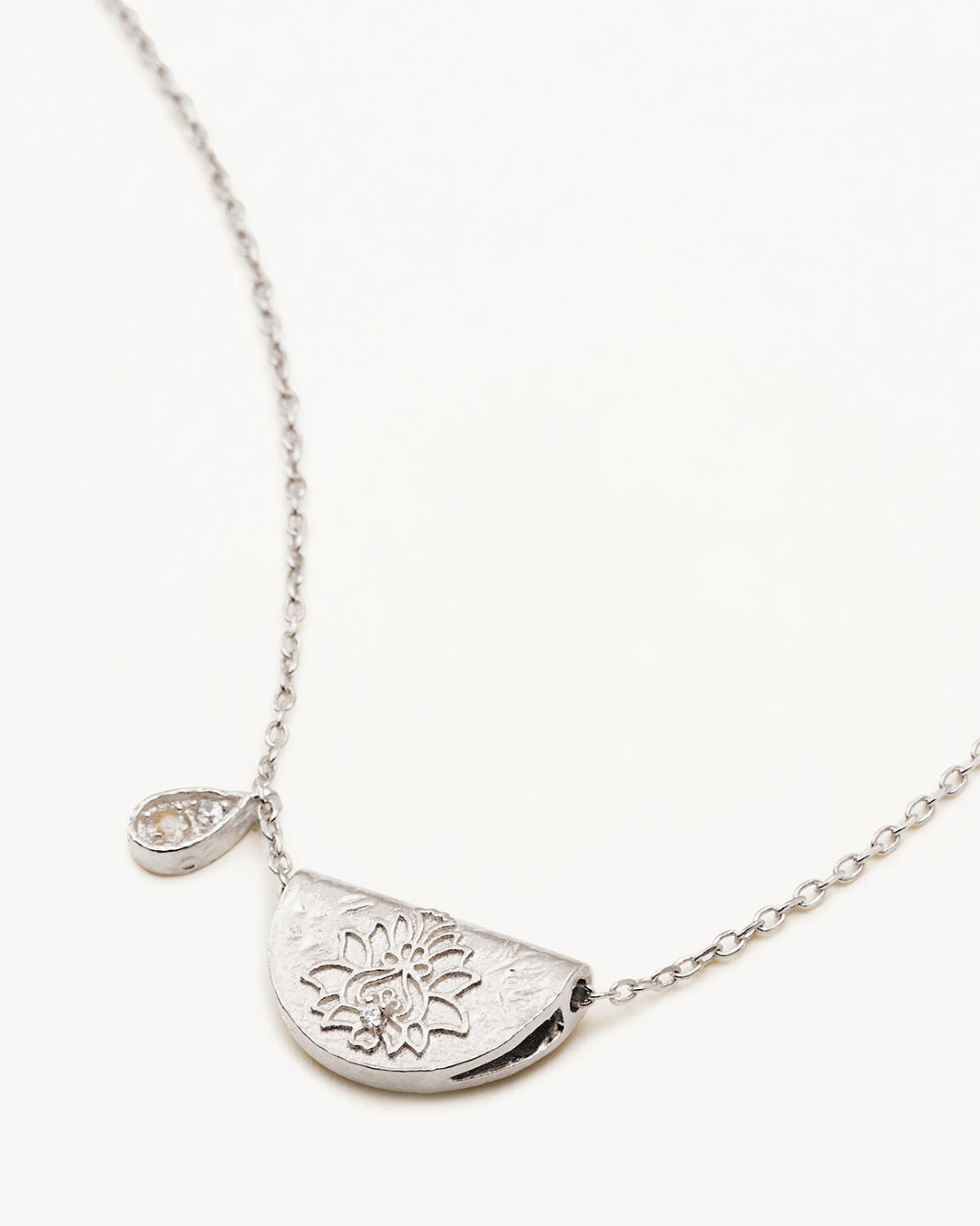 By Charlotte Sterling Silver Lotus June Birthstone Necklace - Moonstone