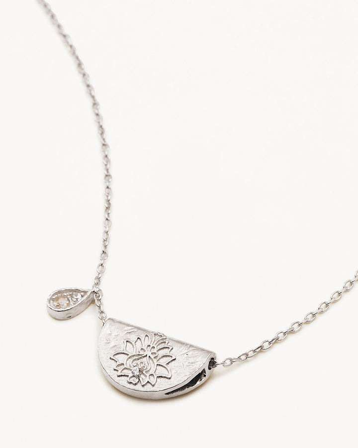 By Charlotte Sterling Silver Lotus June Birthstone Necklace - Moonstone