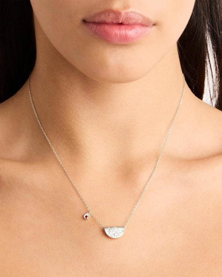 By Charlotte Sterling Silver Lotus July Birthstone Necklace - Ruby