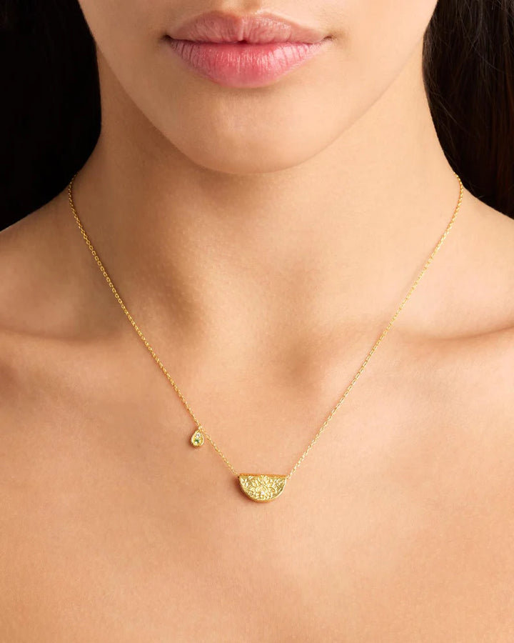 By Charlotte 18k Gold Vermeil Lotus August Birthstone Necklace - Peridot